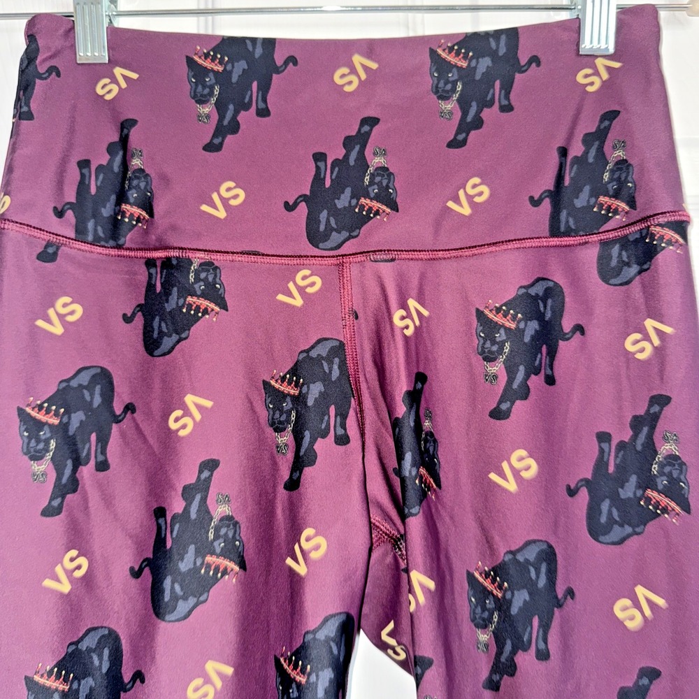 Victoria Sport Panther Print High Rise Leggings Pink Purple Gold Womens M - Picture 3 of 12